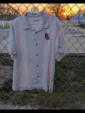 Tommy Bahama 100% Silk Short-Sleeve Button-Down Shirt with Red Embroidered Logo